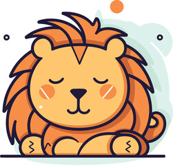 Cute cartoon lion vector illustration cute animal character