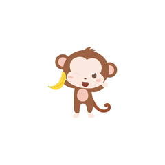 cute animal monkey vector set animal