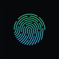 Simple fingerprint logo icon vector. - obrazy, fototapety, plakaty