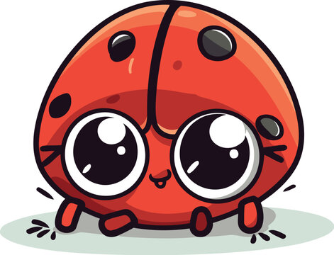 Cute cartoon ladybug isolated on white background vector illustration