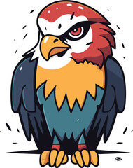 Cute cartoon eagle mascot isolated on white background vector illustration