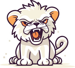 Angry cartoon lion vector illustration isolated on a white background