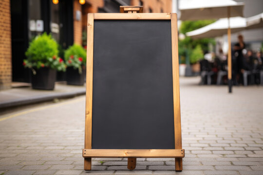 Blank menu board near the cafe