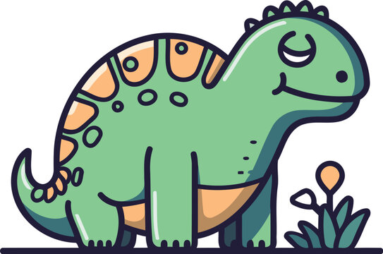 Cute cartoon dinosaur vector illustration of dino in flat style © byMechul