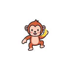 cute animal monkey vector set animal