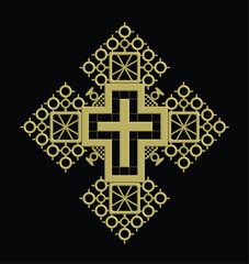 Obraz premium Ethiopian orthodox church cross pattern. illustration, high quality vector