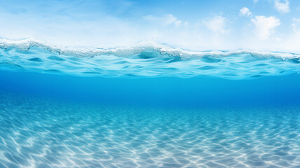 Fototapeta premium water wave underwater blue ocean swimming pool wide panorama background isolated white background