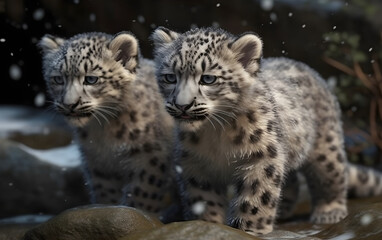 Snow leopard cubs, Generative AI