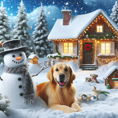 a dog is enjoying Winter season 