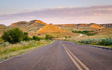 A Paved Scenic Drive at Theodore Roosevelt National Park in North Dakota
