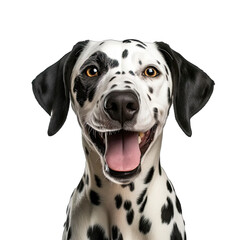 Portrait of happy polka dot dog on transparent background