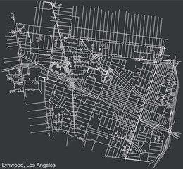 Detailed hand-drawn navigational urban street roads map of the CITY OF LYNWOOD of the American LOS ANGELES CITY COUNCIL, UNITED STATES with vivid road lines and name tag on solid background