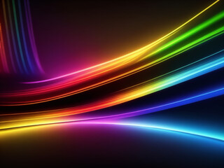 Naklejka premium speed motion blur purple red blue yellow road black background and sun shine. generative ai