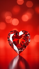 Happy Saint Valentine's day background, heart shaped diamond on red background. concept love. Template for design, postcards, print, poster, party, Valentine's day, romantic wedding. Generative ai