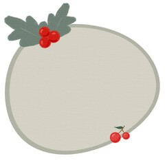 Christmas concept of green bubble textbox with holly berry. 