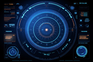 Futuristic HUD Interface: Technology Background with Data and Radar