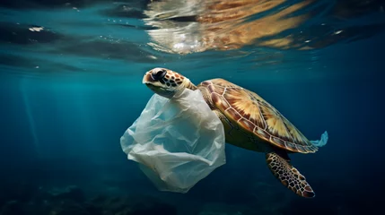 Fotobehang Plastic pollution in ocean © Natia