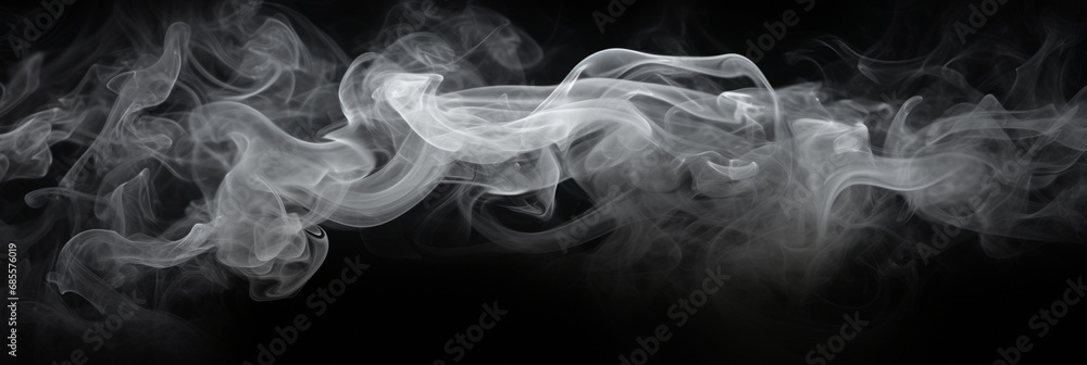 Wall mural white smoke on black background