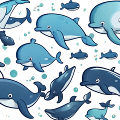 Fototapeta premium Whale Cartoon PNG Format with transparent background