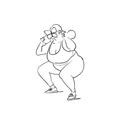 Curvy woman doing squats