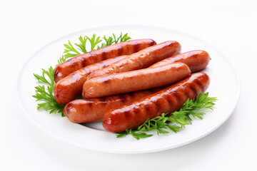 Sausages on white plate