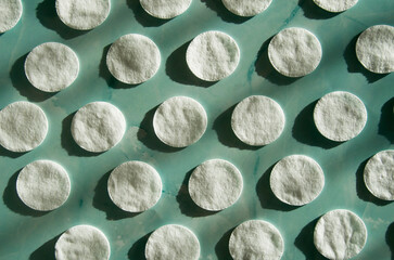 Soft clean cotton pads.Skin care concept.