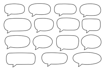 Speech bubble, speech balloon, chat bubble line art vector icon for apps and websites. Set of hand drawn speech bubbles.