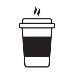 Hot coffee cup vector icon. Paper coffee cup icon isolated on white background.