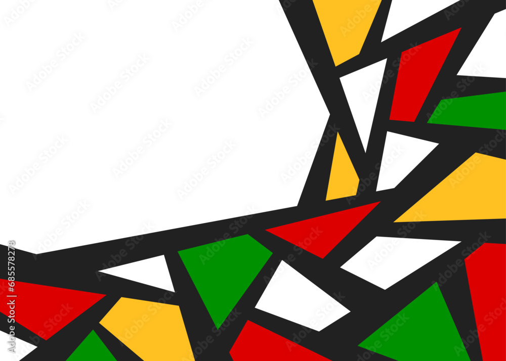 Poster abstract background with colorful geometric line pattern and with rastafari color theme