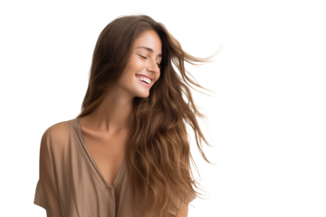 Natural Woman Smiling with Flowing Hair