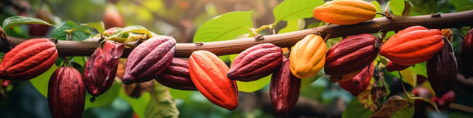Foto op Canvas Ripe of cacao plant tree wallpaper © ovid