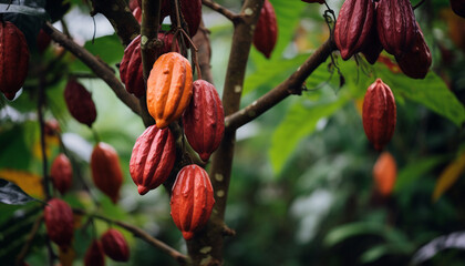 Ripe of cacao plant tree wallpaper