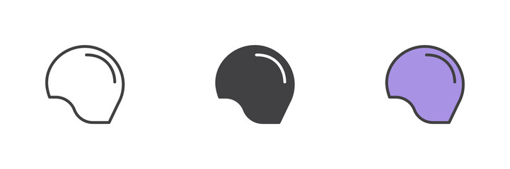 Swimming hat different style icon set