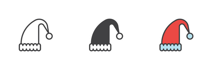 Santa hat different style icon set