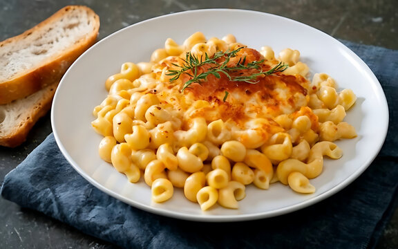 Capture the essence of Mac and Cheese in a mouthwatering food photography shot Generative AI