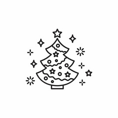 Christmas tree line icon. Xmas holiday minimal symbol, New Year celebration or winter season festive thin line
