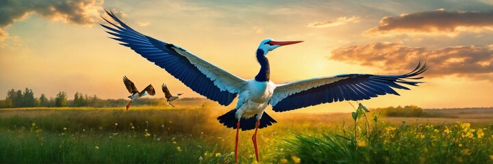 collage on the theme of Belarusian stork
