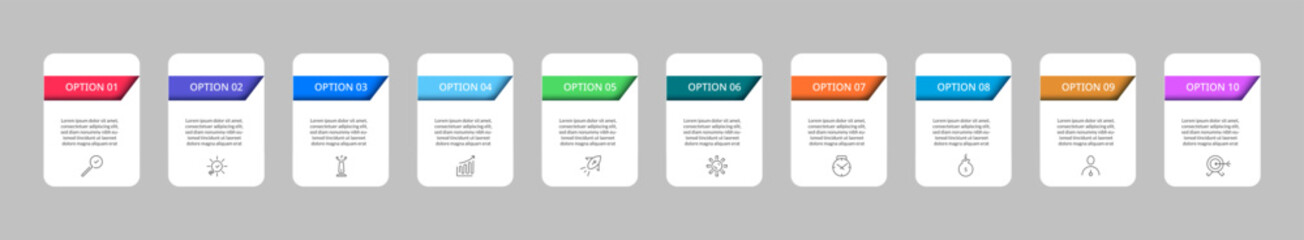 Vector Infographic design business template with icons and 10 options or steps.