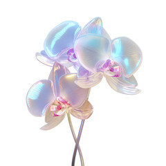 hologram crystal orchid,hologram,holographic orchid made of crystal isolated on transparent background,transparency 