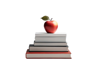Book with Apple png. Back to school concept on transparent background 