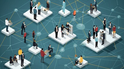 An interconnected web of diverse IT professionals collaborating on a shared project, with each individual contributing their unique expertise, surrounded. 3D Illustration