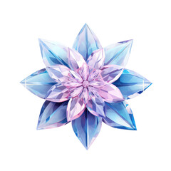 Crystal flower,beautiful stunning flower made of crystal isolated on transparent background,transparency 