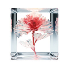 red crystal carnation,red carnation flower made of crsytal isolated on transparent background,transparency 
