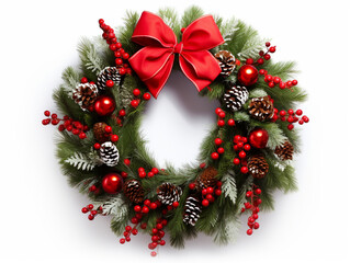 Fototapeta na wymiar Christmas wreath, white background