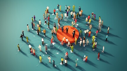 An interconnected web of diverse IT professionals collaborating on a shared project, with each individual contributing their unique expertise, surrounded. 3D Illustration
