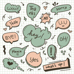 set vector of cute bubbletext