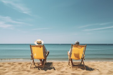 man resting in deck chair at the tropical beach