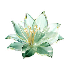 Green crystal lilly,lilly flower in green colour made of crystal isolated on transparent background,transparency 