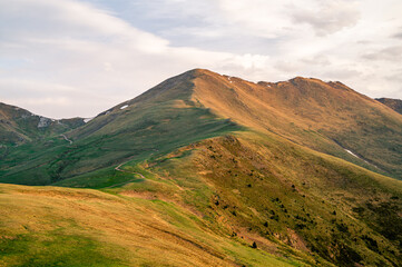 Mountain landscape with golden morning light