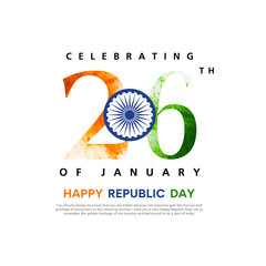 Happy Republic Day, Creative Vector Illustration Of Republic Day India, Banner Poster Design Of 26 January - obrazy, fototapety, plakaty